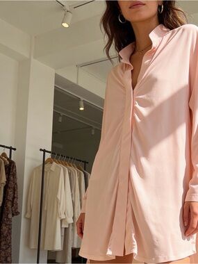 ADAY 🩷Something Borrowed Shirt light pink ! NWOT UPF 50+ Wrinkle Free silky soft